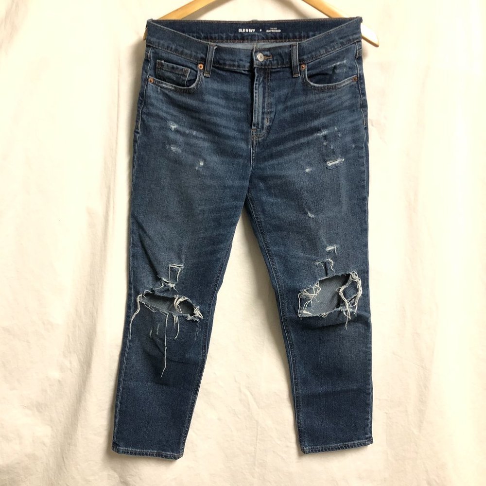 Old Navy, Mid-Rise Boyfriend Straight Ripped Jeans for Women size 6
